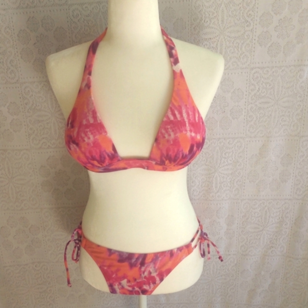 Victoria's Secret Tie Dye 2 Piece Halter Side Tie Bikini Bathing Suit